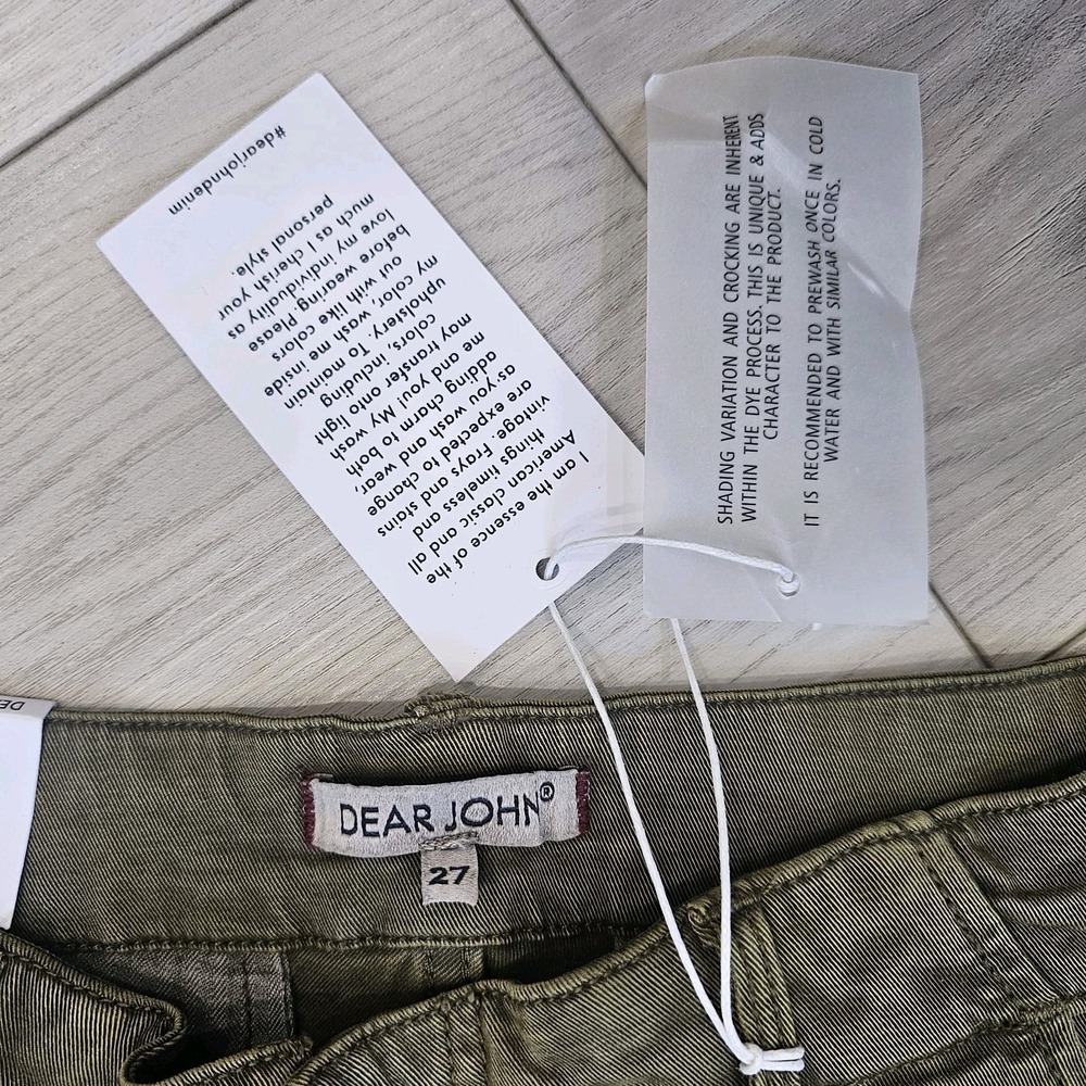 Dear John Denim Cargo Palm Green Olive Pants Joggers Womenes Size 27 NWT - Picture 7 of 11